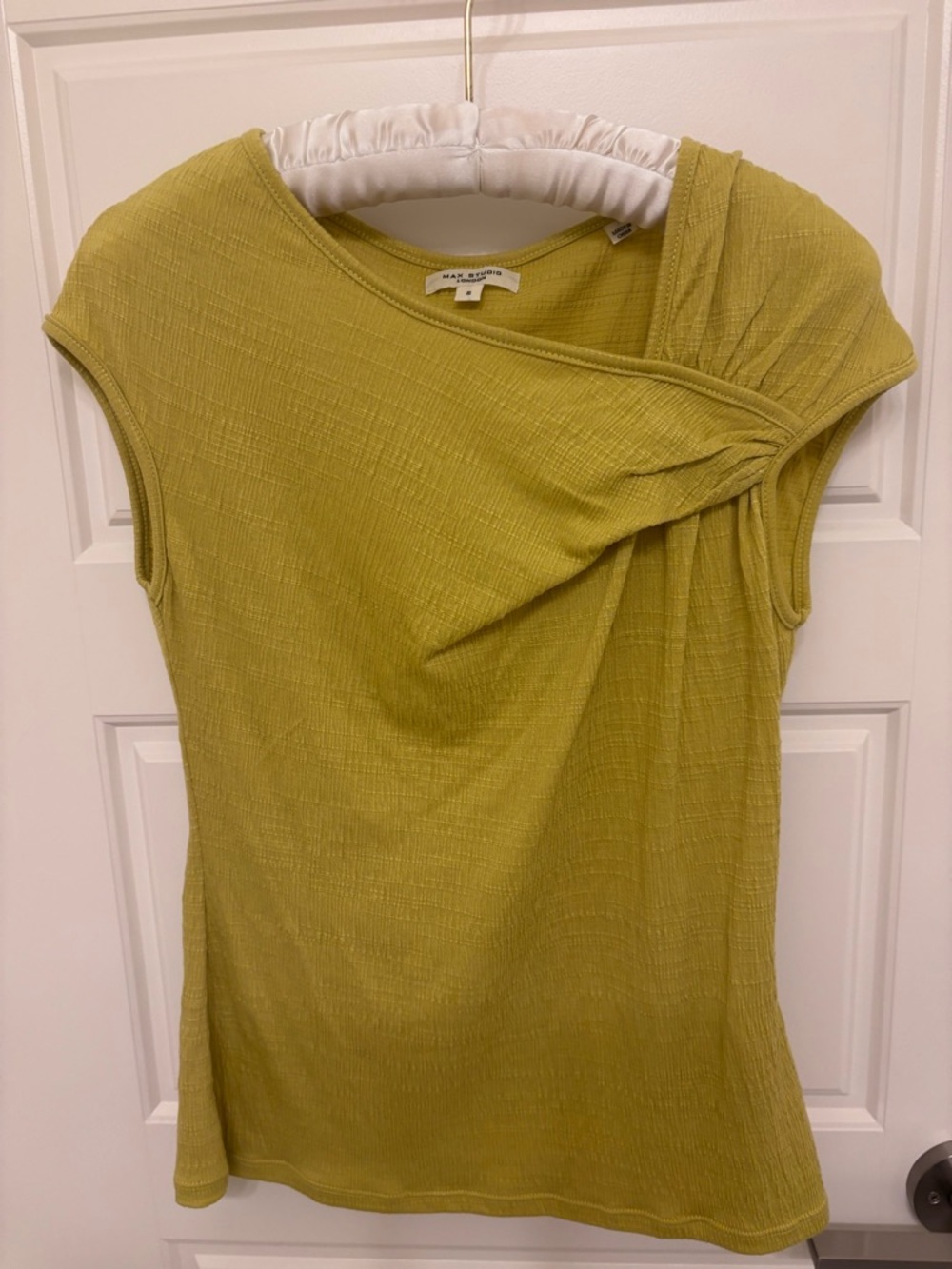 Max Studio Yellow Sleeveless Twist-Front Knit Top